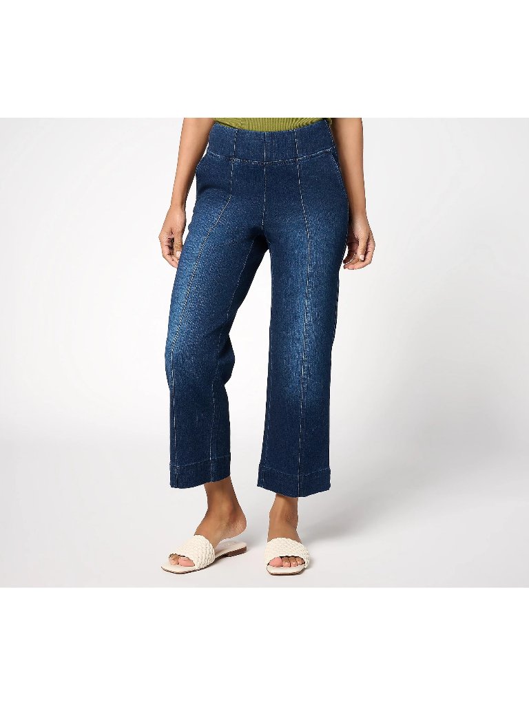 Belle By Kim Gravel Tripleluxe Denim Cropped Traveler Jean Dark Indigo 4p Nwt